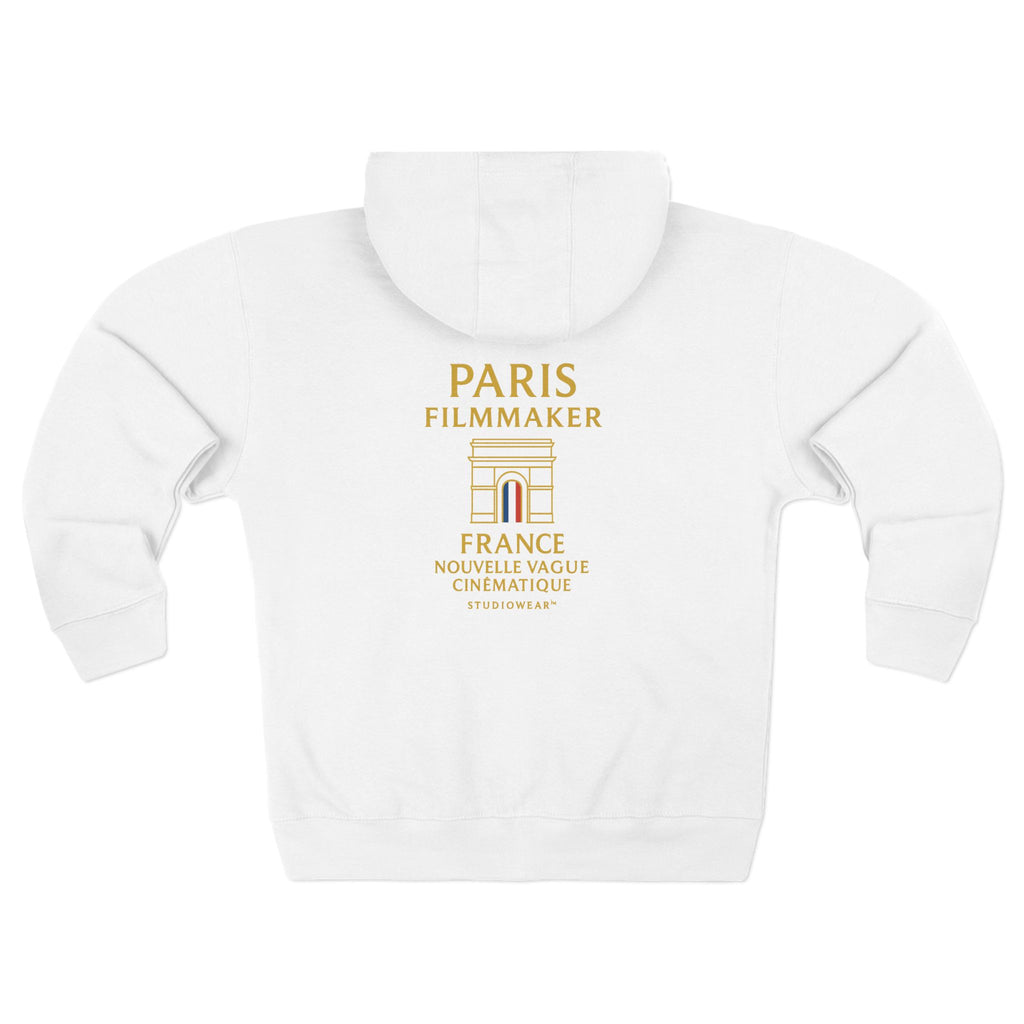 Paris Filmmaker Zip Hoodie — Nouvelle Vague Cinematique Back Print