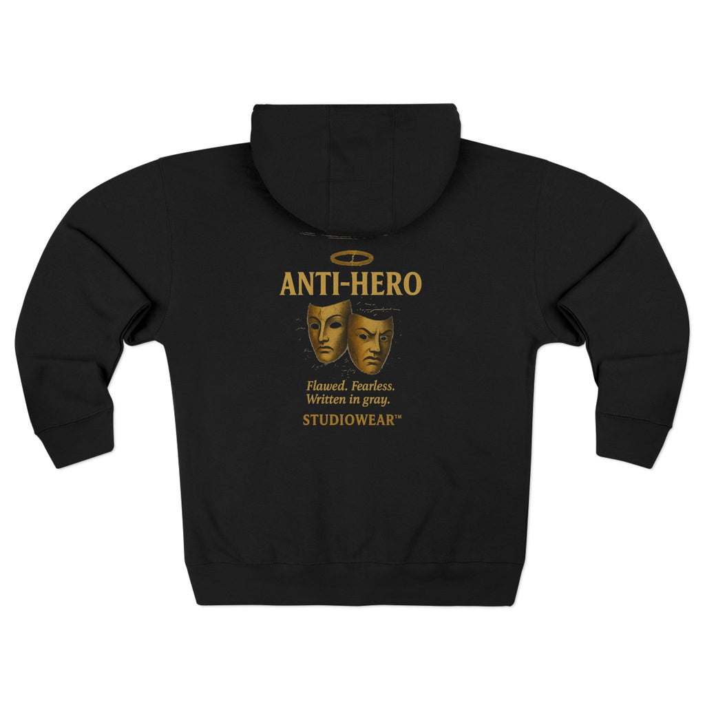 Anti-Hero Zip Hoodie — Gold Mask Graphic Studiowear