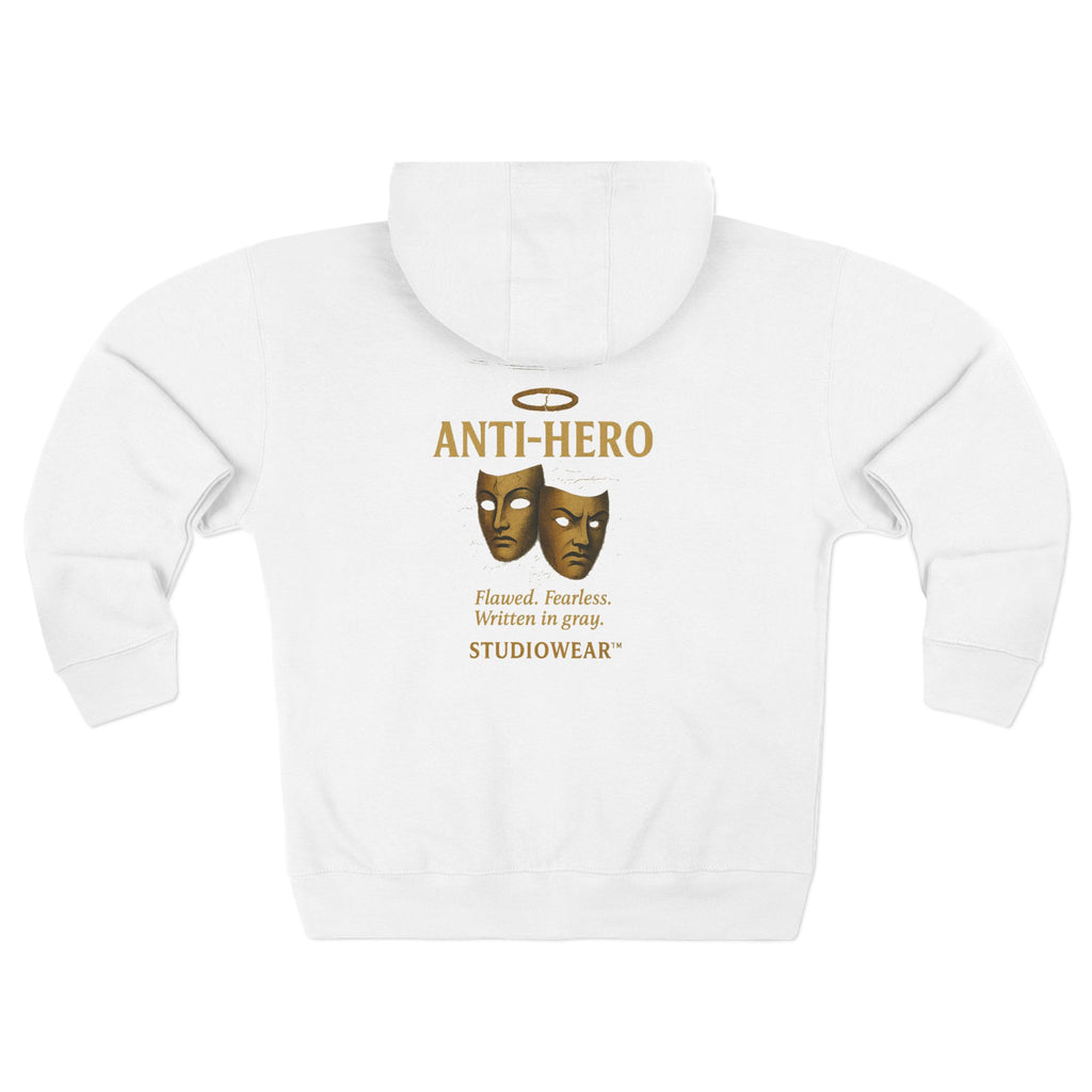 Anti-Hero Zip Hoodie — Gold Mask Graphic Studiowear