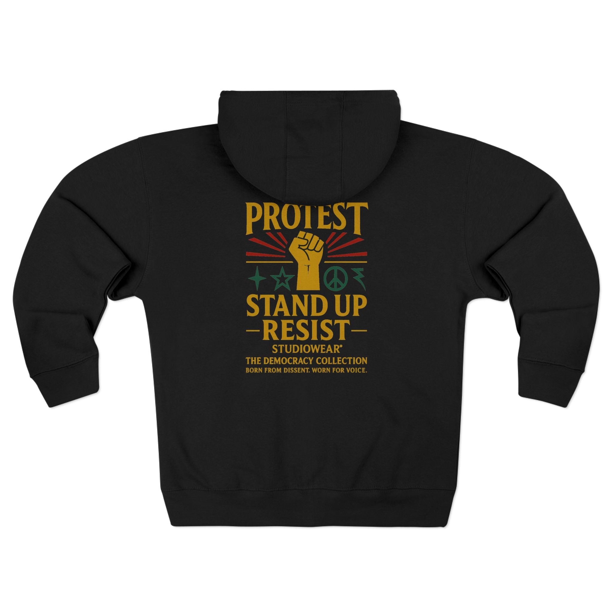 Protest Stand Up Resist Zip Hoodie — Activist Fist Graphic Zip-Up