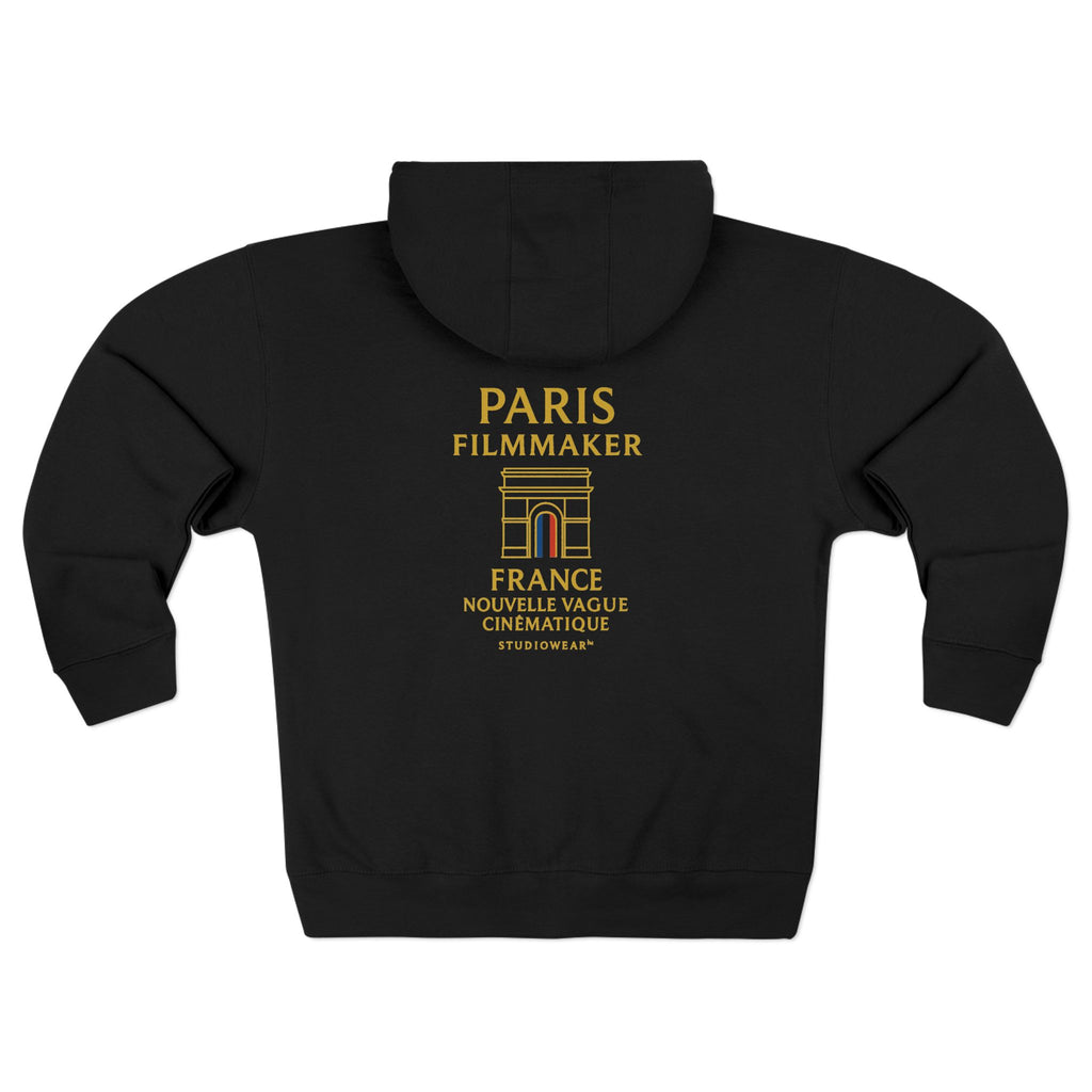 Paris Filmmaker Zip Hoodie — Nouvelle Vague Cinematique Back Print