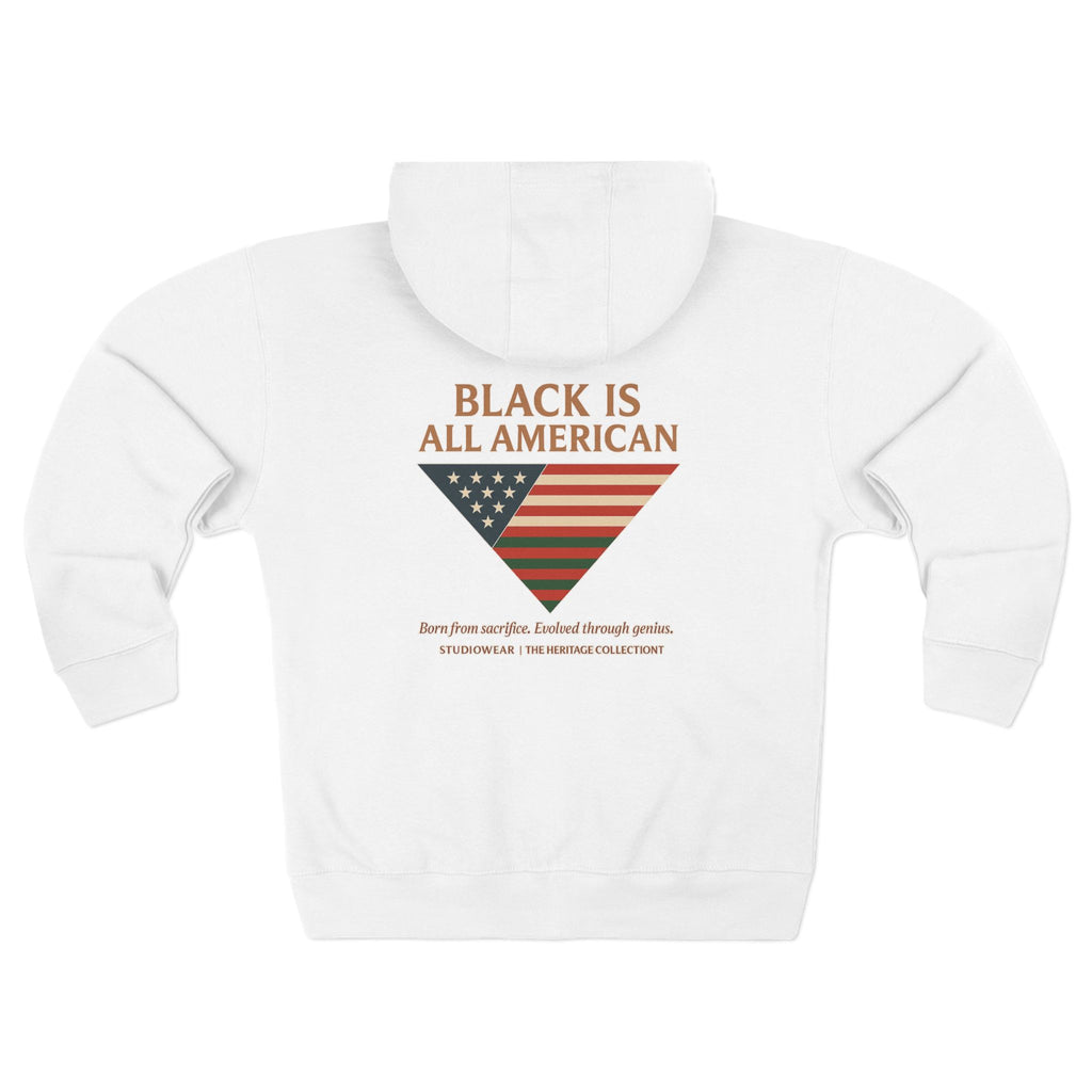 "Black Is All American" Zip Hoodie - Patriotic Flag Design
