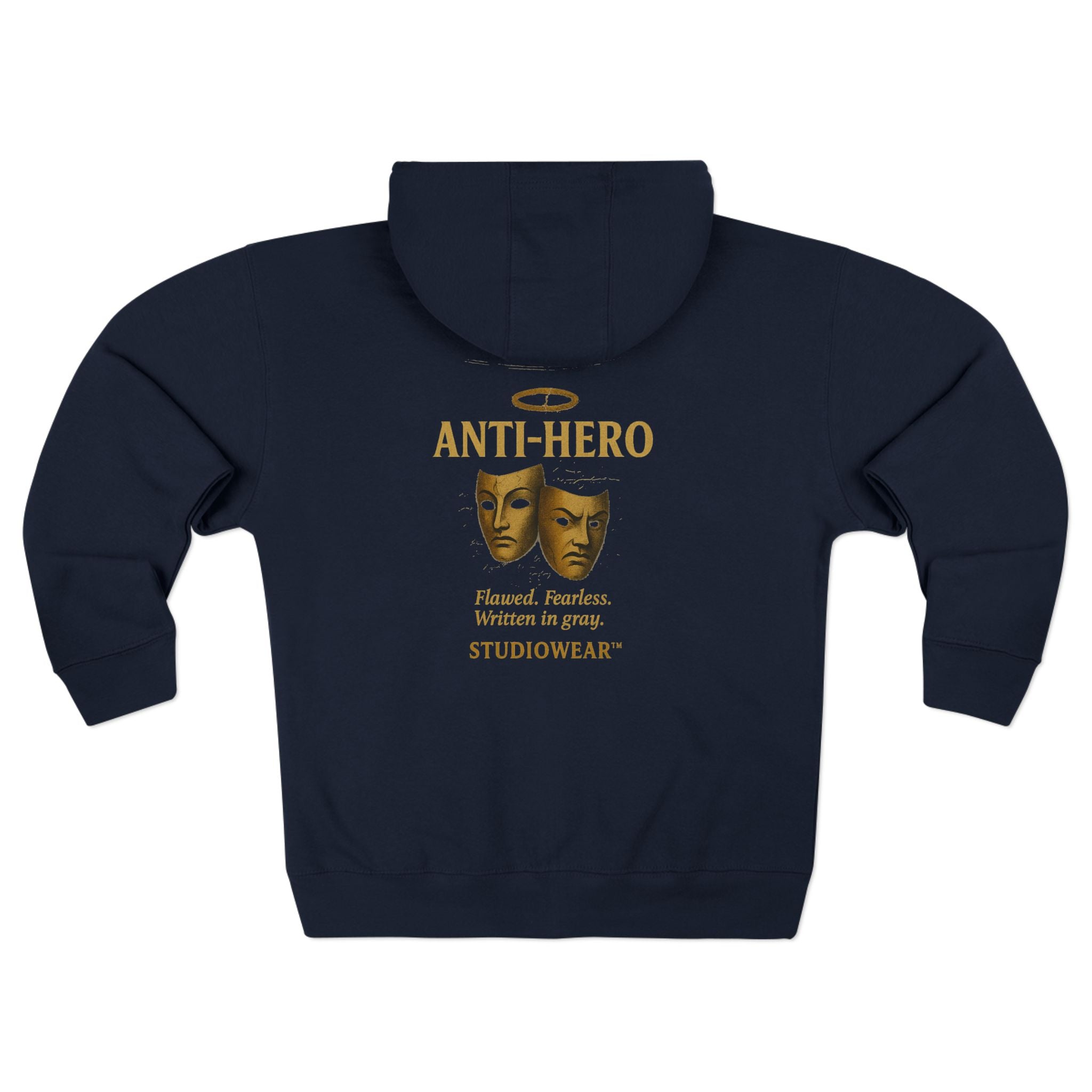 Anti-Hero Zip Hoodie — Gold Mask Graphic Studiowear
