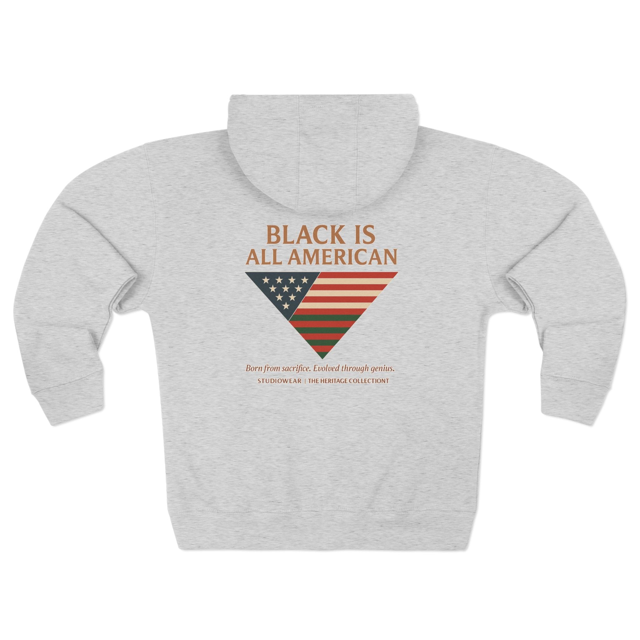 "Black Is All American" Zip Hoodie - Patriotic Flag Design
