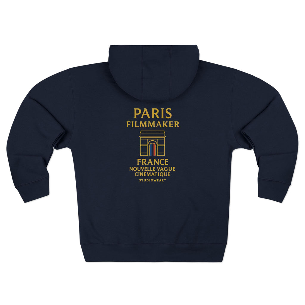 Paris Filmmaker Zip Hoodie — Nouvelle Vague Cinematique Back Print