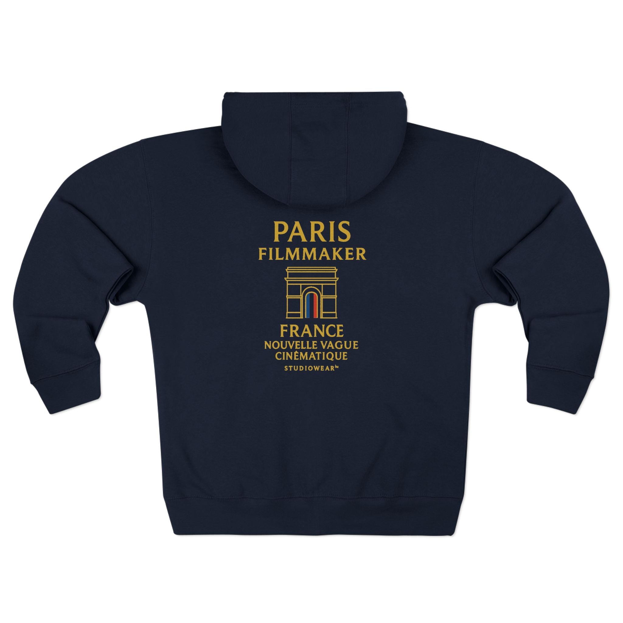 Paris Filmmaker Zip Hoodie — Nouvelle Vague Cinematique Back Print