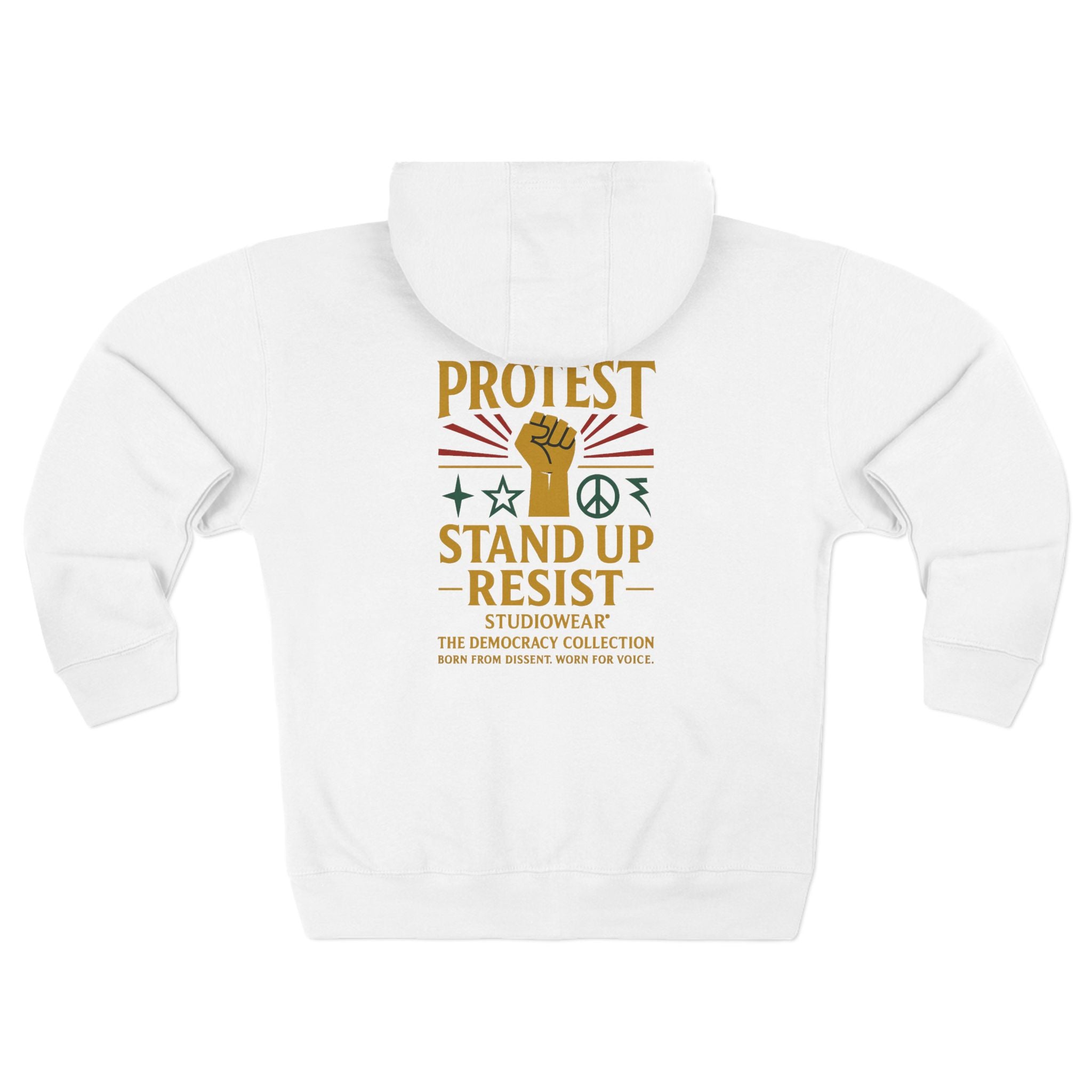 Protest Stand Up Resist Zip Hoodie — Activist Fist Graphic Zip-Up